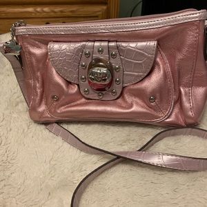 Kathy Van Zeeland metallic pink crossbody bag